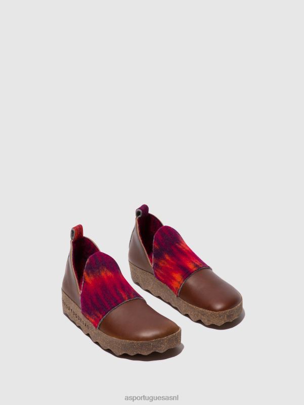 schoenen bruin/roze vrouwen Asportuguesas schoenen met ronde neus stad 6JPTP104 - Afbeelding 2