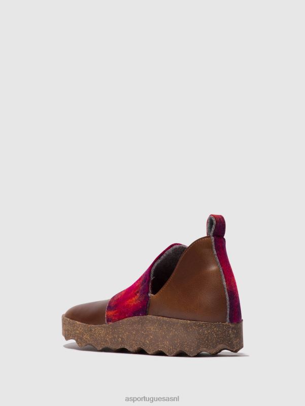 schoenen bruin/roze vrouwen Asportuguesas schoenen met ronde neus stad 6JPTP104 - Afbeelding 3