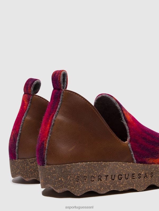schoenen bruin/roze vrouwen Asportuguesas schoenen met ronde neus stad 6JPTP104 - Afbeelding 5