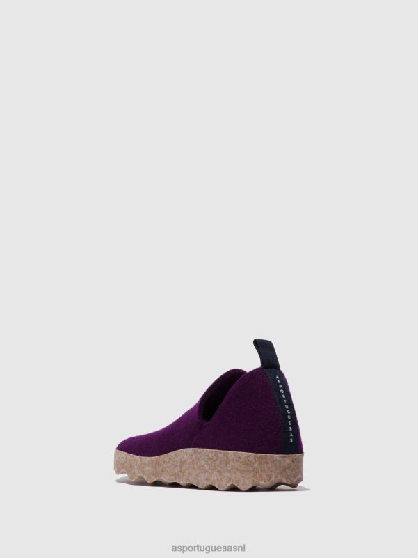 schoenen donkerpaars vrouwen Asportuguesas schoenen met ronde neus stad 6JPTP49 - Afbeelding 3