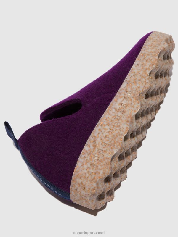 schoenen donkerpaars vrouwen Asportuguesas schoenen met ronde neus stad 6JPTP49 - Afbeelding 4
