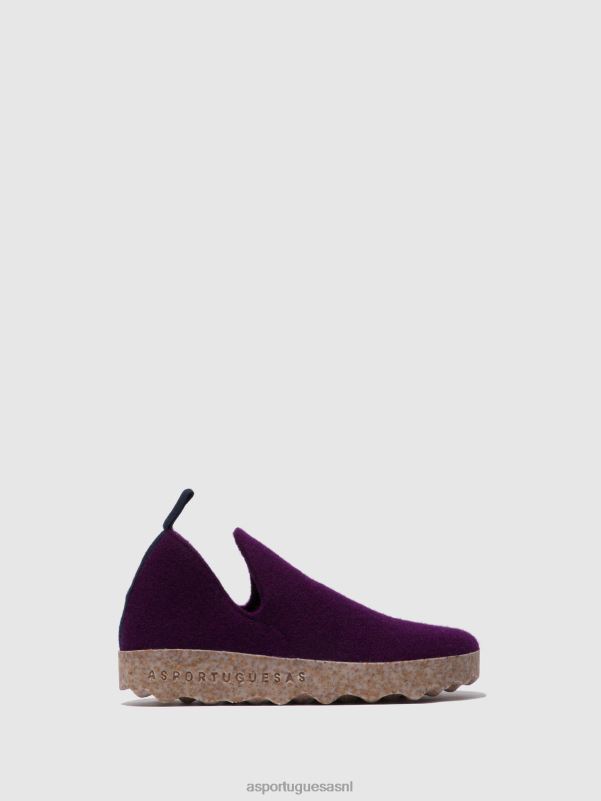 schoenen donkerpaars vrouwen Asportuguesas schoenen met ronde neus stad 6JPTP49 - Afbeelding 1