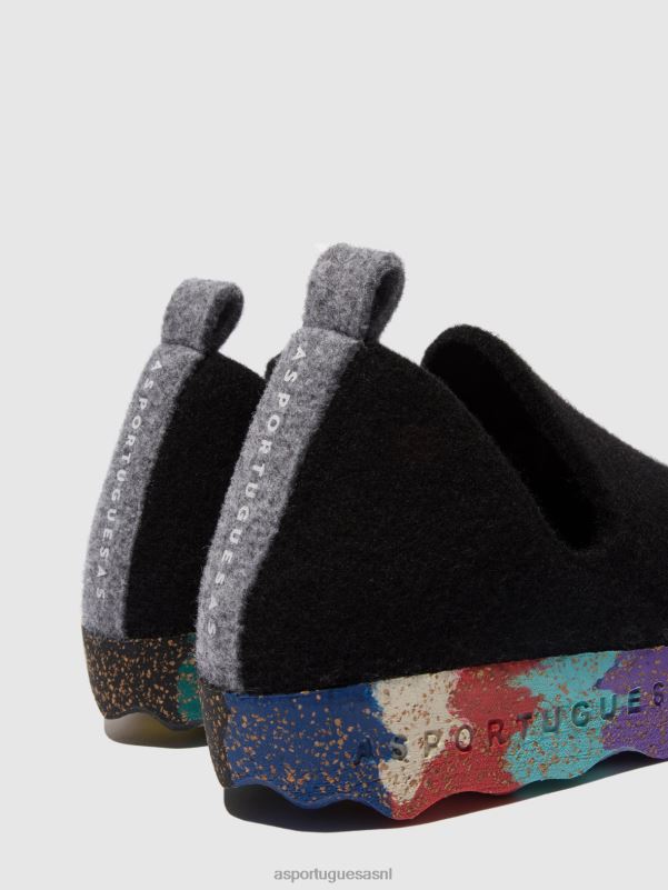 schoenen meervoudig zwart vrouwen Asportuguesas schoenen met ronde neus stad 6JPTP35 - Afbeelding 5