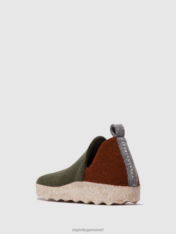 schoenen militair groen/bruin vrouwen Asportuguesas schoenen met ronde neus stad 6JPTP96 - Afbeelding 3