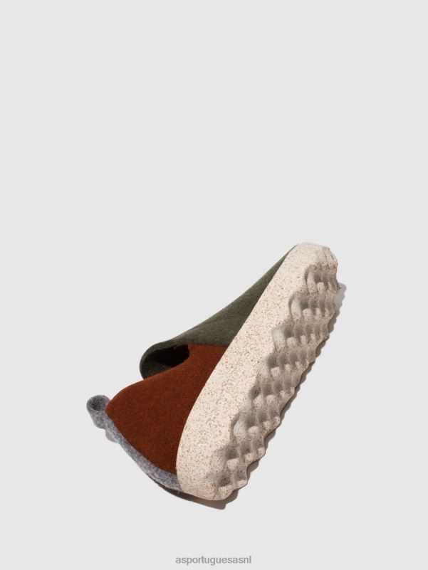 schoenen militair groen/bruin vrouwen Asportuguesas schoenen met ronde neus stad 6JPTP96 - Afbeelding 4