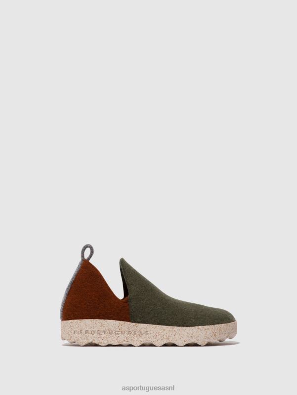 schoenen militair groen/bruin vrouwen Asportuguesas schoenen met ronde neus stad 6JPTP96 - Afbeelding 1