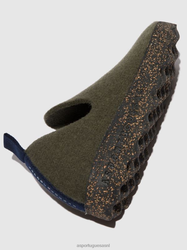 schoenen militair groen vrouwen Asportuguesas schoenen met ronde neus stad 6JPTP37 - Afbeelding 3