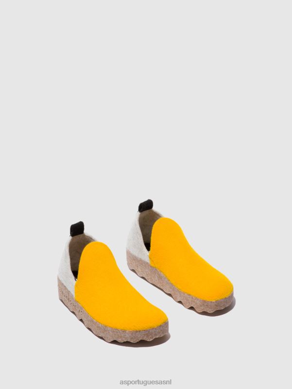 schoenen wit geel Heren Asportuguesas schoenen met ronde neus stad 6JPTP197 - Afbeelding 2