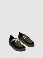 schoenen zwart/militair groen vrouwen Asportuguesas veterschoenen chatten 6JPTP106 - Afbeelding 2