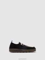 schoenen zwart/militair groen vrouwen Asportuguesas veterschoenen chatten 6JPTP106