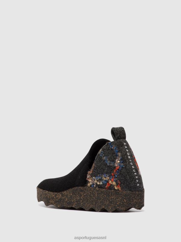 schoenen zwart vilt aanwezig vrouwen Asportuguesas schoenen met ronde neus stad 6JPTP71 - Afbeelding 3