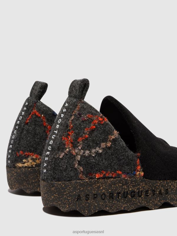 schoenen zwart vilt aanwezig vrouwen Asportuguesas schoenen met ronde neus stad 6JPTP71 - Afbeelding 5