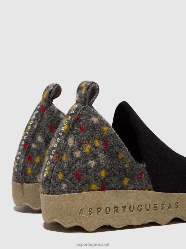 schoenen zwart vilt dehor vrouwen Asportuguesas schoenen met ronde neus stad 6JPTP107 - Afbeelding 5