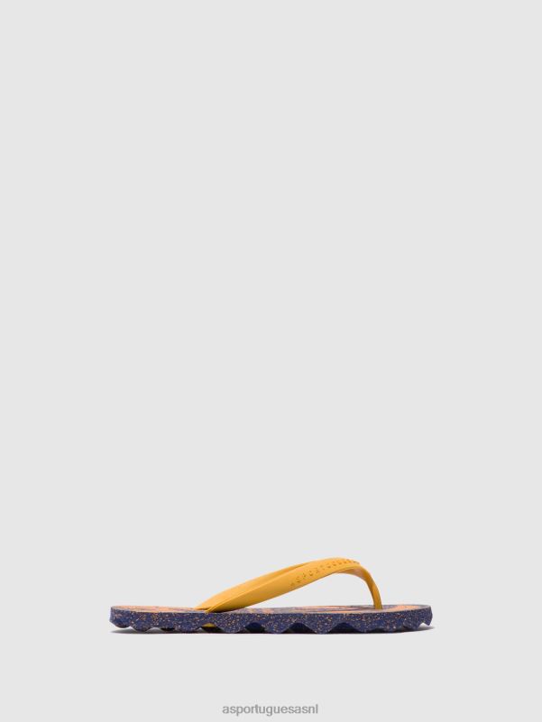 slippers blauwe en gele band Heren Asportuguesas strand slippers amazonia 6JPTP176 - Afbeelding 2