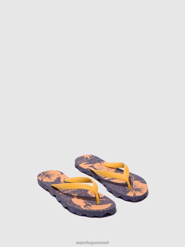 slippers blauwe en gele band Heren Asportuguesas strand slippers amazonia 6JPTP176 - Afbeelding 1