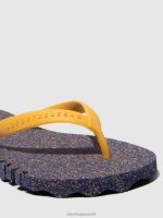 slippers blauwe en gele band Heren Asportuguesas strand slippers hobbelig 6JPTP174 - Afbeelding 4