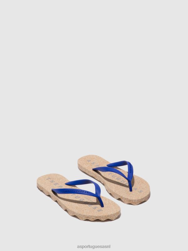 slippers blauwe rubberen band vrouwen Asportuguesas basis voor strandslippers 6JPTP3 - Afbeelding 2