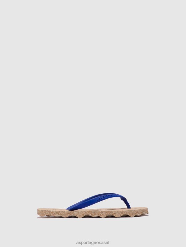 slippers blauwe rubberen band vrouwen Asportuguesas basis voor strandslippers 6JPTP3 - Afbeelding 1