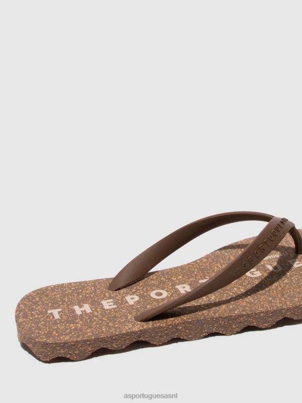 slippers bruine en bruine band Heren Asportuguesas basis voor strandslippers 6JPTP170 - Afbeelding 4