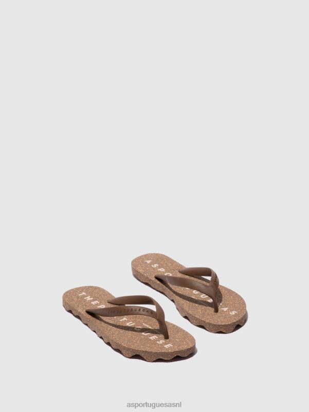 slippers bruine en bruine band Heren Asportuguesas basis voor strandslippers 6JPTP170 - Afbeelding 1