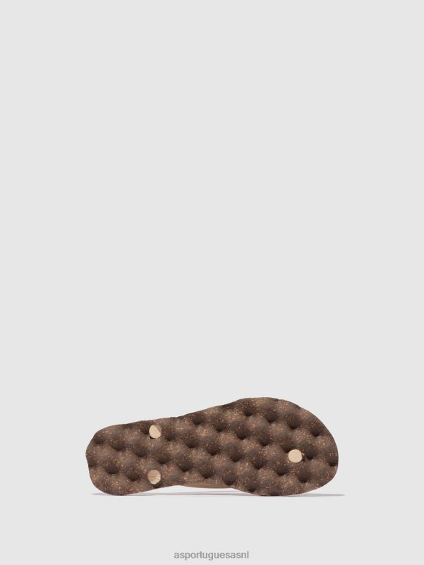slippers bruine en creme band Heren Asportuguesas strand slippers amazonia 6JPTP186 - Afbeelding 3