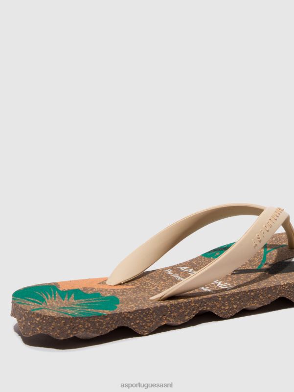 slippers bruine en creme band Heren Asportuguesas strand slippers amazonia 6JPTP186 - Afbeelding 4