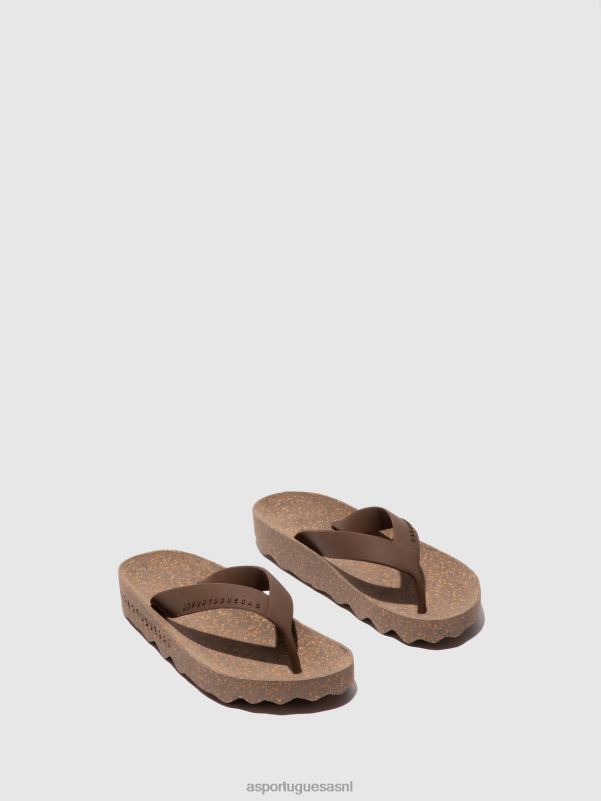 slippers bruine rubberen band Heren Asportuguesas casual flip-flops gevoel 6JPTP177 - Afbeelding 2