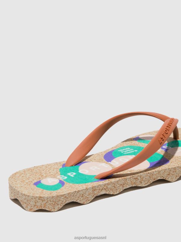 slippers bruine rubberen band vrouwen Asportuguesas strand slippers eiken 6JPTP2 - Afbeelding 3
