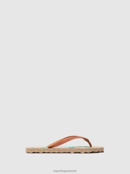 slippers bruine rubberen band vrouwen Asportuguesas strand slippers eiken 6JPTP2