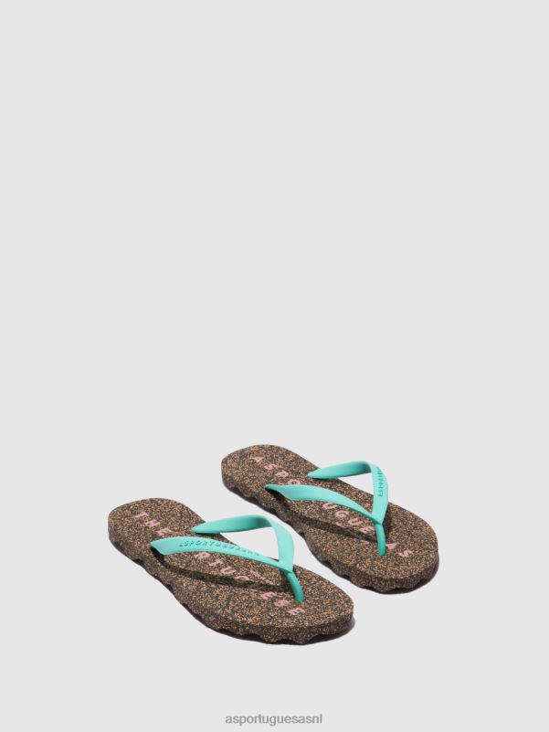 slippers groene rubberen band Heren Asportuguesas basis voor strandslippers 6JPTP182 - Afbeelding 2