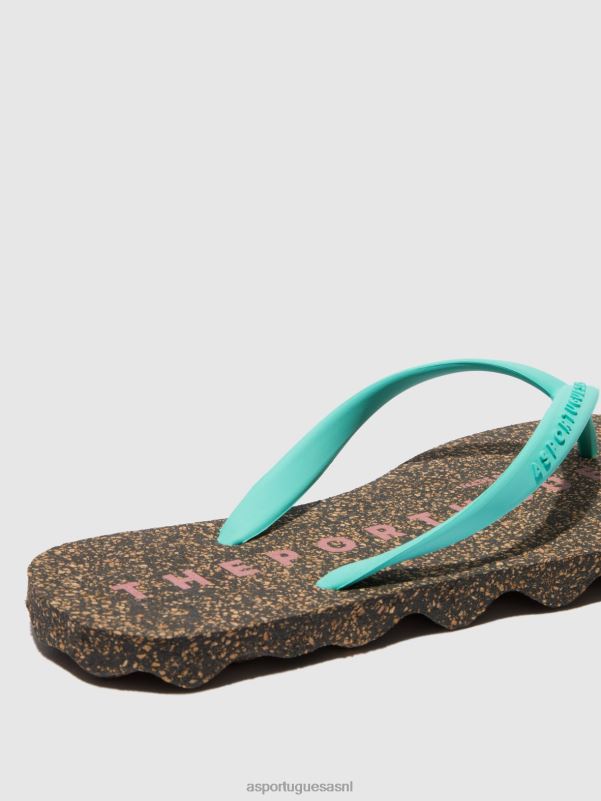 slippers groene rubberen band Heren Asportuguesas basis voor strandslippers 6JPTP182 - Afbeelding 3