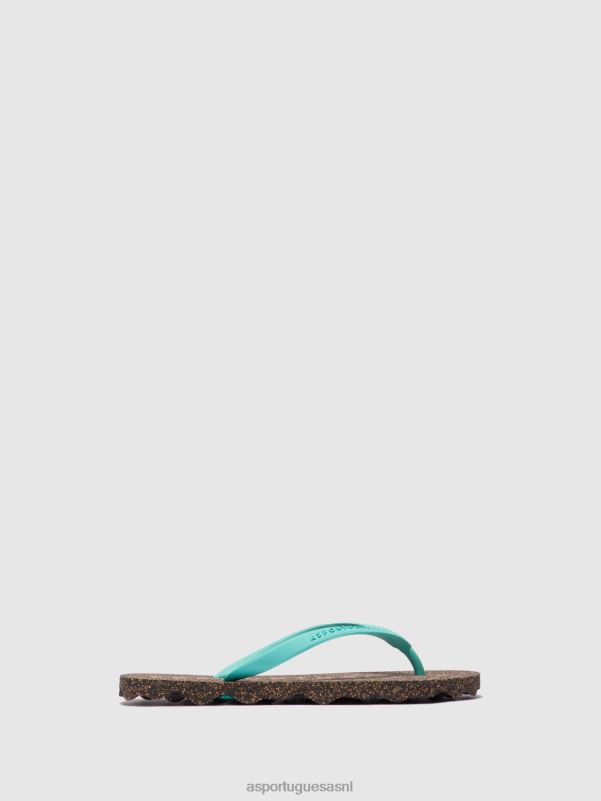 slippers groene rubberen band Heren Asportuguesas basis voor strandslippers 6JPTP182 - Afbeelding 1