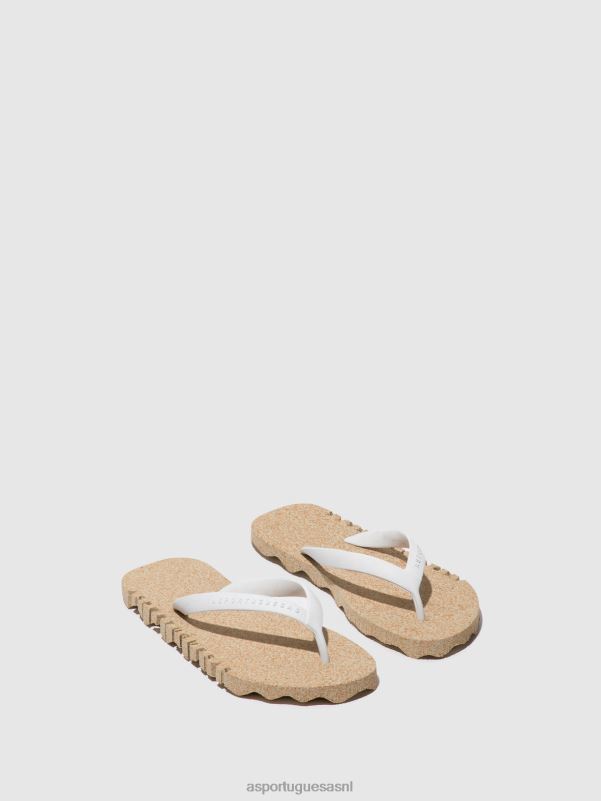 slippers natuurlijke & witte band Heren Asportuguesas strand slippers hobbelig 6JPTP178 - Afbeelding 1
