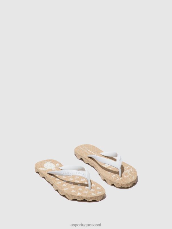 slippers natuurlijke & witte band Heren Asportuguesas strand slippers schildpad 6JPTP185 - Afbeelding 1
