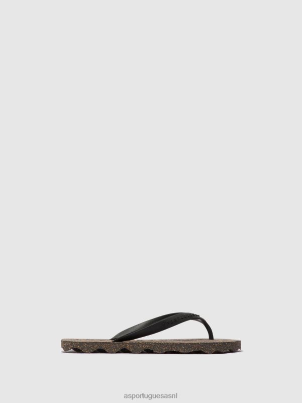 slippers zwarte en zwarte band Heren Asportuguesas basis voor strandslippers 6JPTP169 - Afbeelding 2