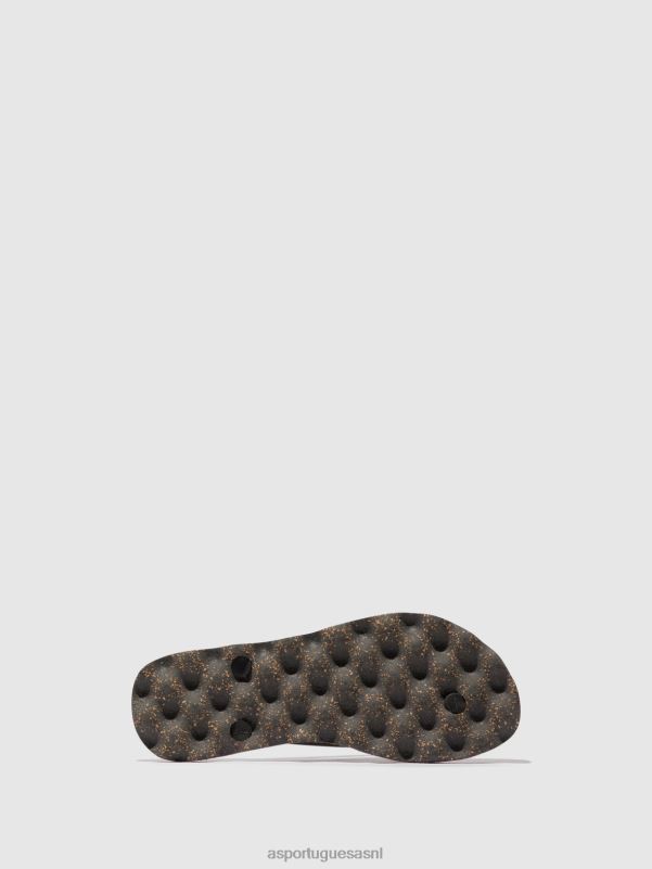 slippers zwarte en zwarte band Heren Asportuguesas basis voor strandslippers 6JPTP169 - Afbeelding 3