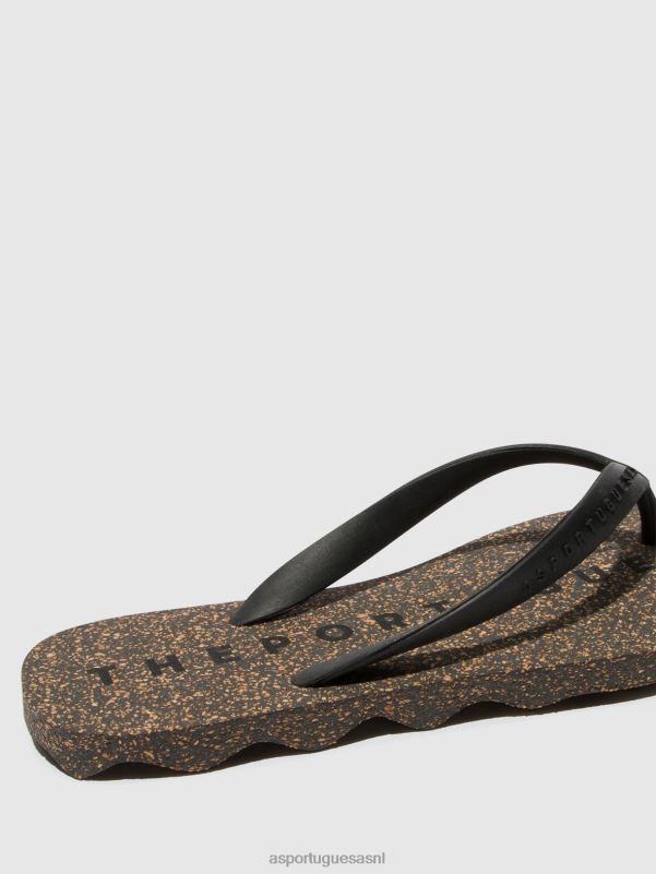 slippers zwarte en zwarte band Heren Asportuguesas basis voor strandslippers 6JPTP169 - Afbeelding 4