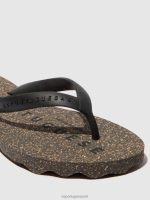 slippers zwarte en zwarte band Heren Asportuguesas basis voor strandslippers 6JPTP169 - Afbeelding 5