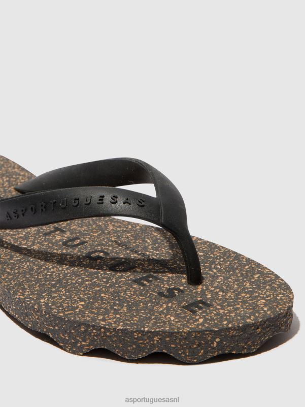 slippers zwarte en zwarte band Heren Asportuguesas basis voor strandslippers 6JPTP169 - Afbeelding 5