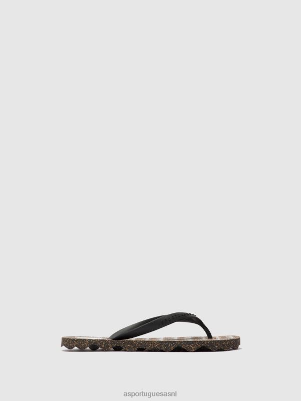 slippers zwarte en zwarte band Heren Asportuguesas strand slippers schildpad 6JPTP172 - Afbeelding 2