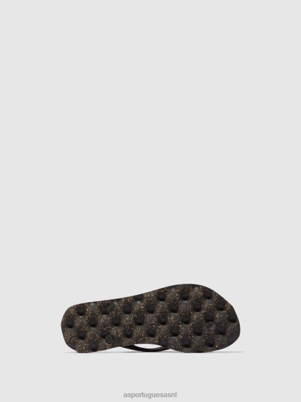 slippers zwarte en zwarte band Heren Asportuguesas strand slippers schildpad 6JPTP172 - Afbeelding 3