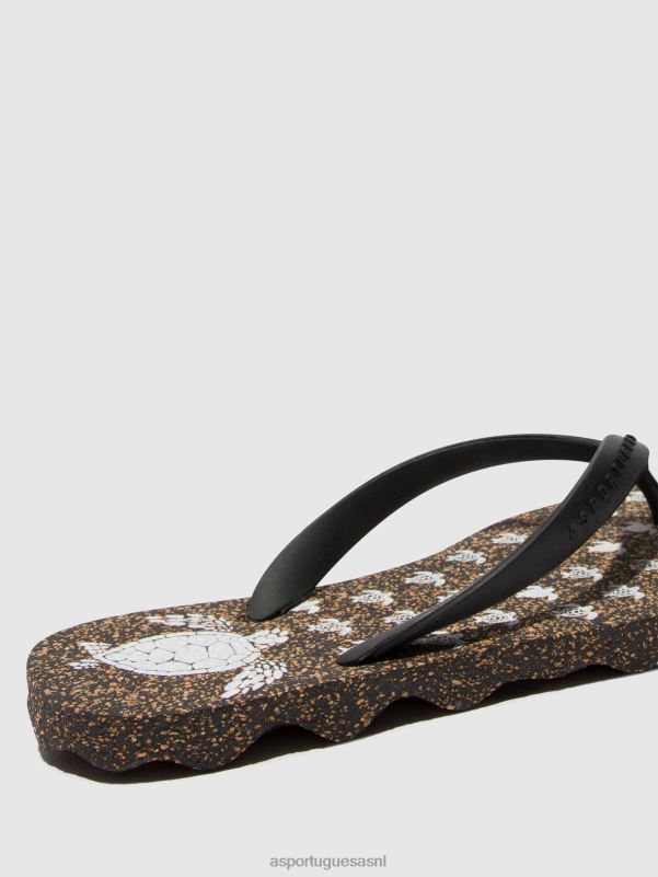 slippers zwarte en zwarte band Heren Asportuguesas strand slippers schildpad 6JPTP172 - Afbeelding 4
