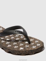 slippers zwarte en zwarte band Heren Asportuguesas strand slippers schildpad 6JPTP172 - Afbeelding 5