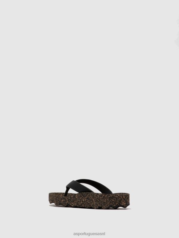 slippers zwarte rubberen band Heren Asportuguesas casual flip-flops gevoel 6JPTP173 - Afbeelding 3