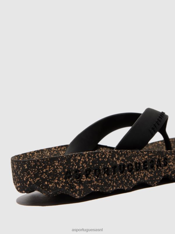 slippers zwarte rubberen band Heren Asportuguesas casual flip-flops gevoel 6JPTP173 - Afbeelding 4