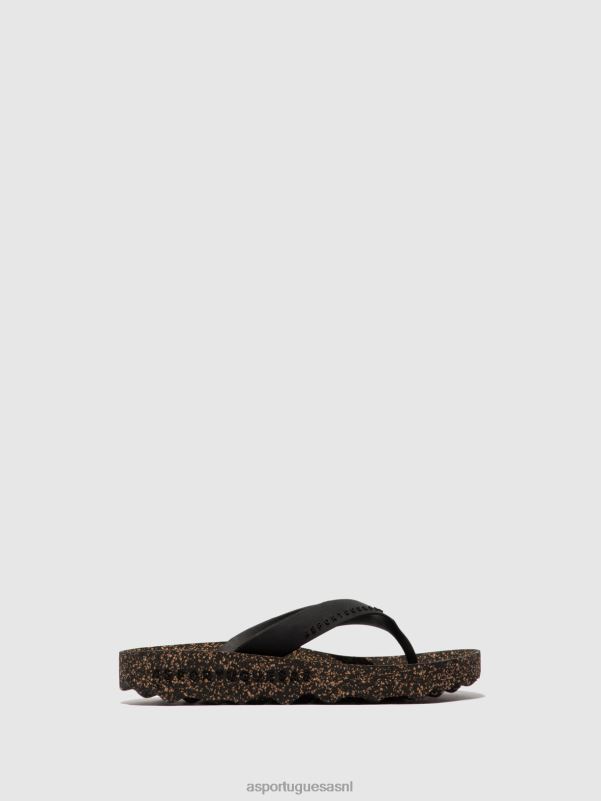 slippers zwarte rubberen band Heren Asportuguesas casual flip-flops gevoel 6JPTP173 - Afbeelding 1