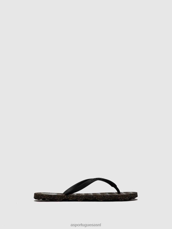 slippers zwarte rubberen band Heren Asportuguesas strand slippers schildpad 6JPTP171 - Afbeelding 2