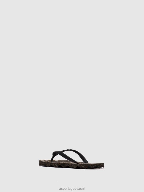 slippers zwarte rubberen band Heren Asportuguesas strand slippers schildpad 6JPTP171 - Afbeelding 3