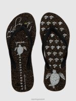 slippers zwarte rubberen band Heren Asportuguesas strand slippers schildpad 6JPTP171 - Afbeelding 4