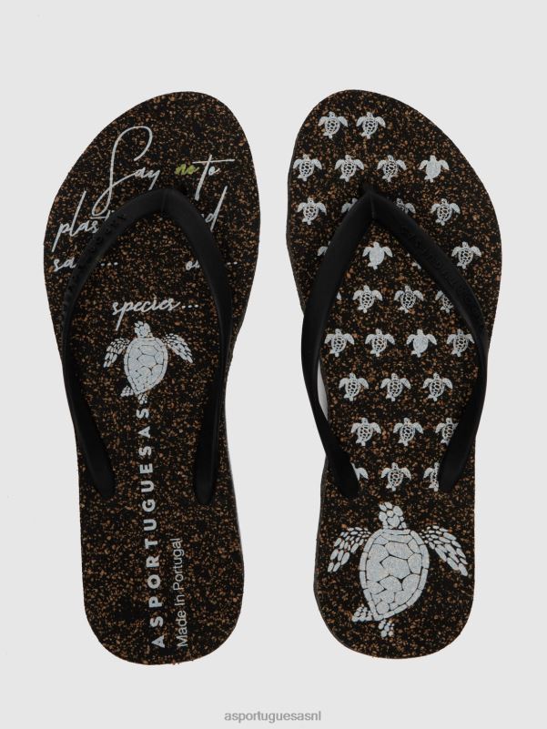 slippers zwarte rubberen band Heren Asportuguesas strand slippers schildpad 6JPTP171 - Afbeelding 4